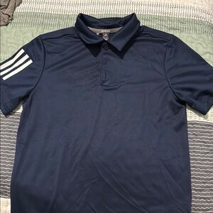 Adidas Youth Medium Blue Polo Shirt with Signature Stripes